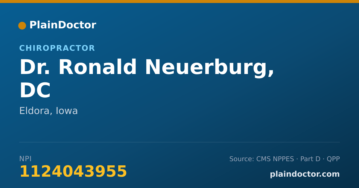 Shareable card for Ronald Neuerburg, DC - Chiropractor, Eldora, IA