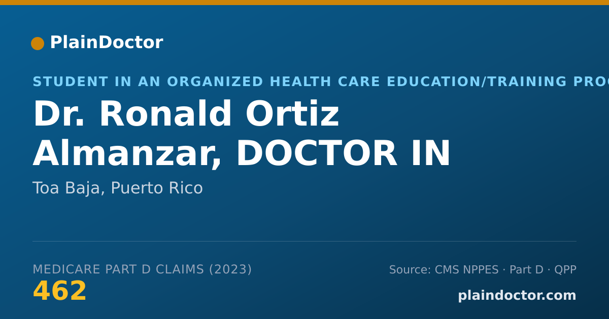 Shareable card for Ronald Ortiz Almanzar, DOCTOR IN MEDICINE - Student in an Organized Health Care Education/Training Program, Toa Baja, PR