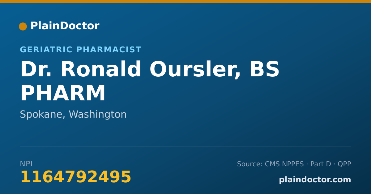 Shareable card for Ronald Oursler, BS PHARM - Geriatric Pharmacist, Spokane, WA
