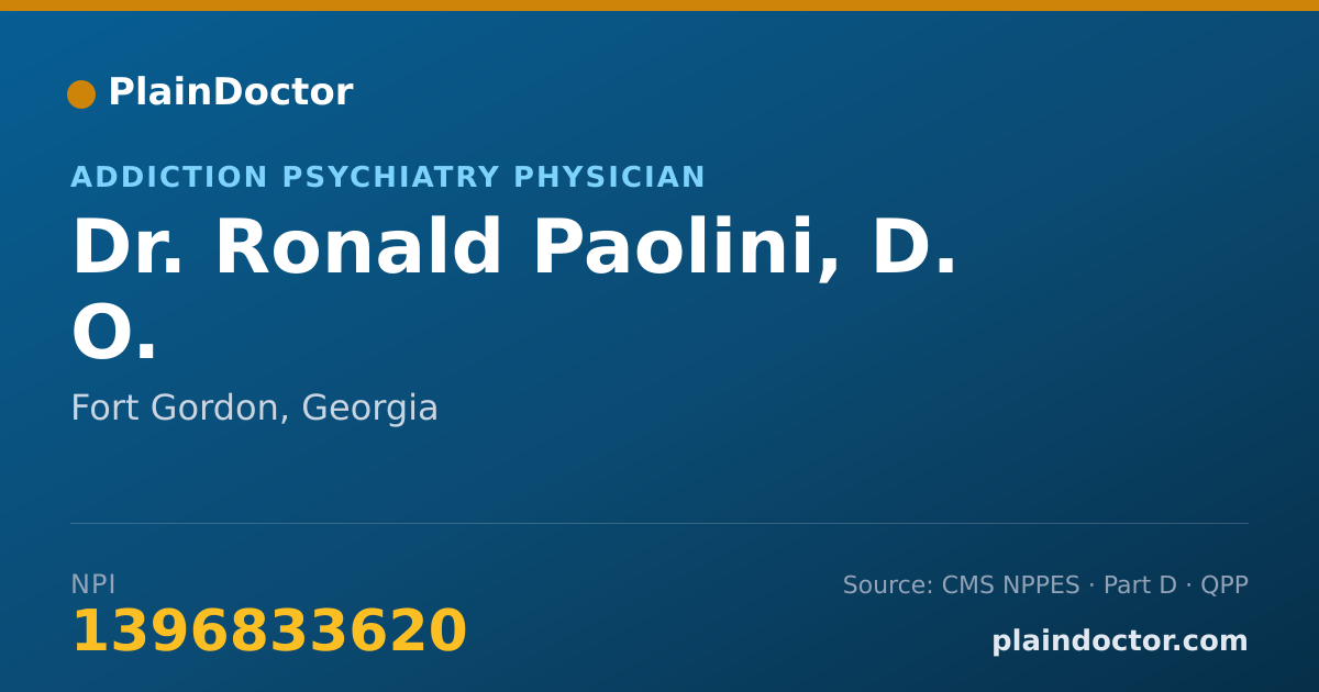 Shareable card for Ronald Paolini, D. O. - Brain Injury Medicine (Psychiatry & Neurology) Physician, Fort Gordon, GA