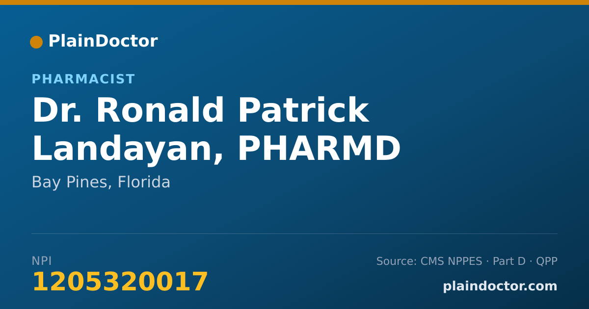Shareable card for Ronald Patrick Landayan, PHARMD - Pharmacist, Bay Pines, FL