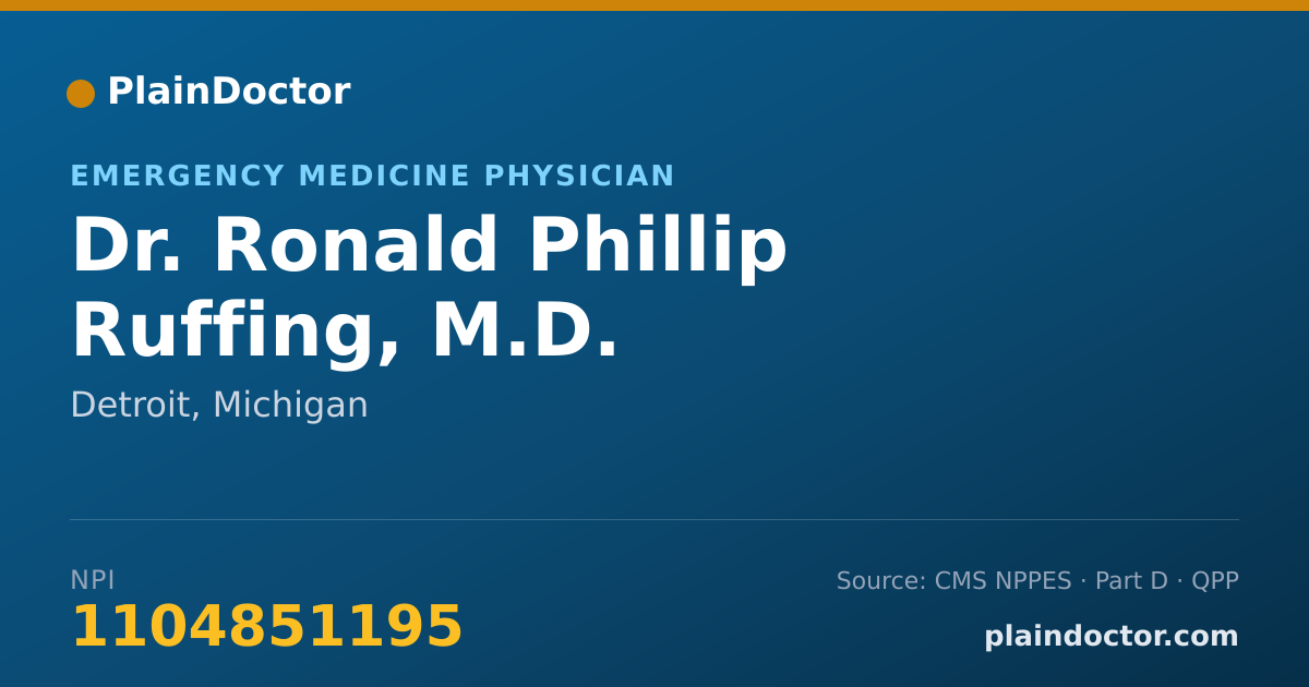 Shareable card for Ronald Phillip Ruffing, M.D. - Emergency Medicine Physician, Detroit, MI