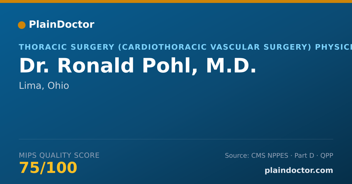 Shareable card for Ronald Pohl, M.D. - Thoracic Surgery (Cardiothoracic Vascular Surgery) Physician, Lima, OH