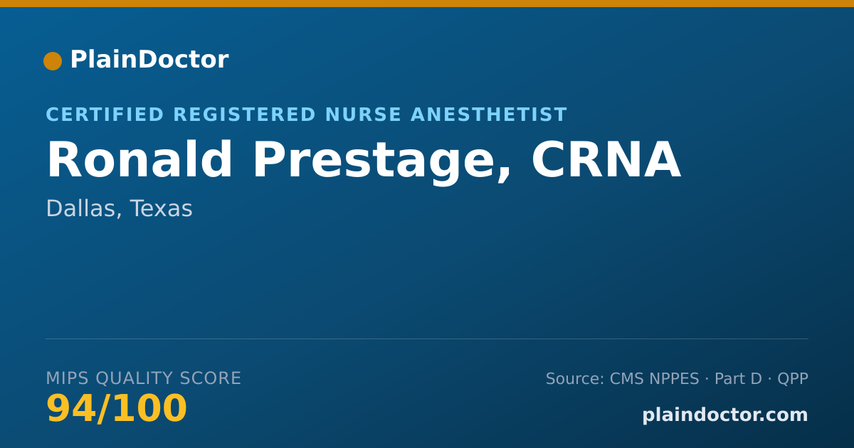 Shareable card for Ronald Prestage, CRNA - Certified Registered Nurse Anesthetist, Dallas, TX
