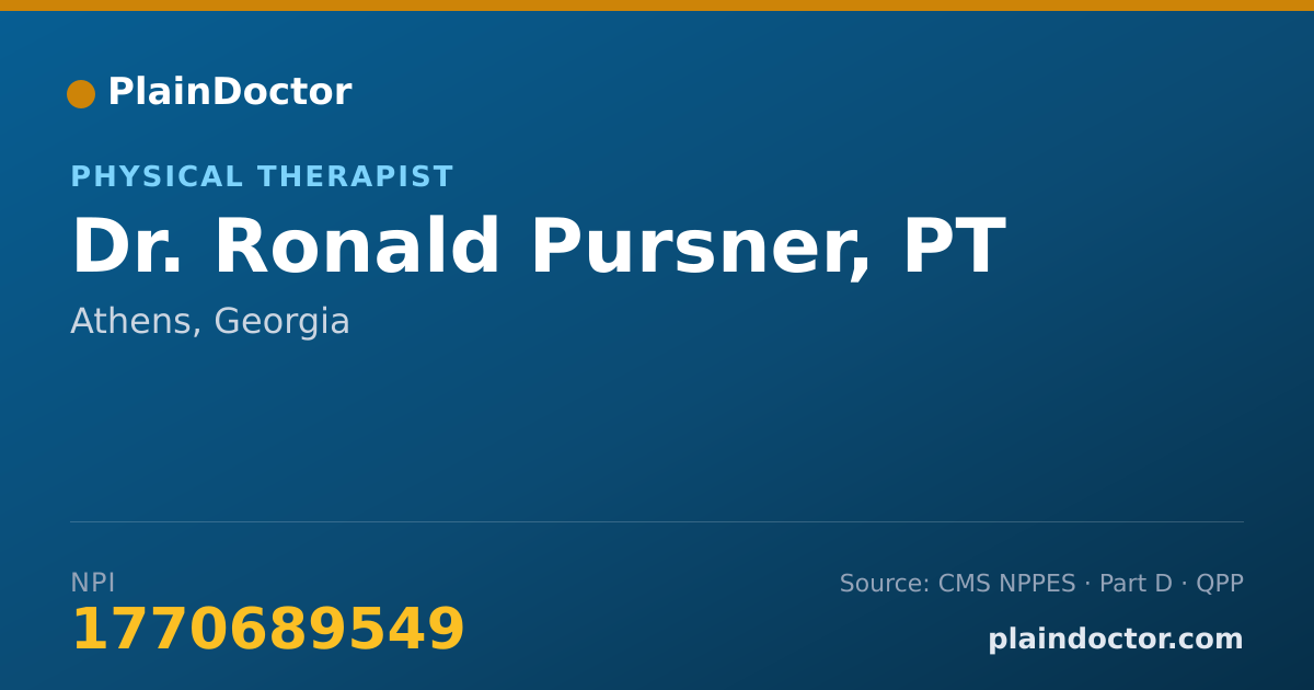 Shareable card for Ronald Pursner, PT - Physical Therapist, Athens, GA