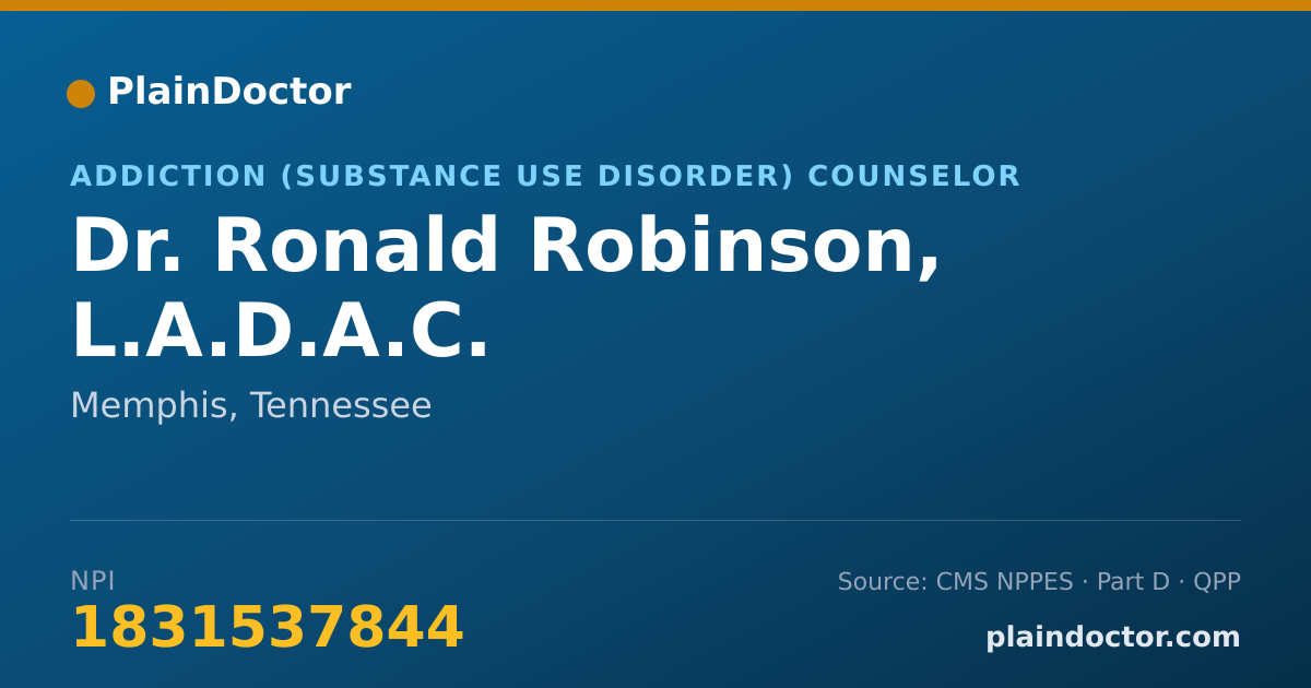 Shareable card for Ronald Robinson, L.A.D.A.C. - Addiction (Substance Use Disorder) Counselor, Memphis, TN