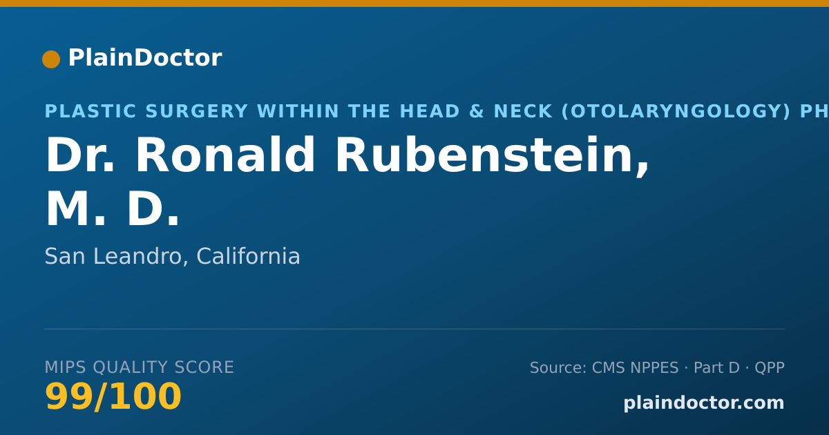 Shareable card for Ronald Rubenstein, M. D. - Plastic Surgery within the Head & Neck (Otolaryngology) Physician, San Leandro, CA