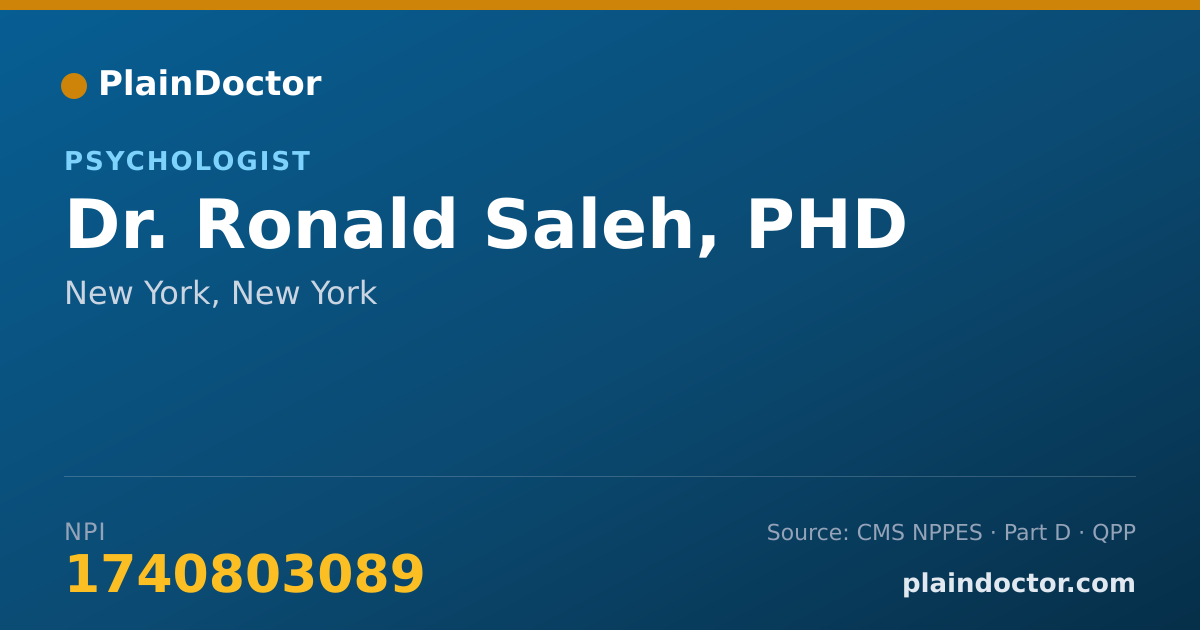 Shareable card for Ronald Saleh, PHD - Psychologist, New York, NY