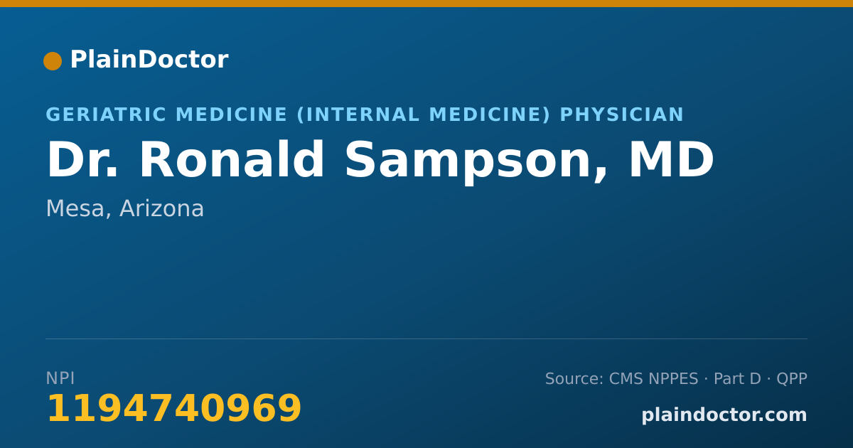 Shareable card for Ronald Sampson, MD - Geriatric Medicine (Internal Medicine) Physician, Mesa, AZ