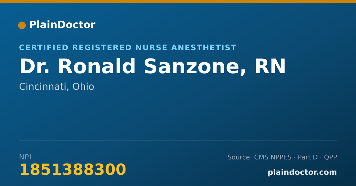 Shareable card for Ronald Sanzone, RN - Certified Registered Nurse Anesthetist, Cincinnati, OH