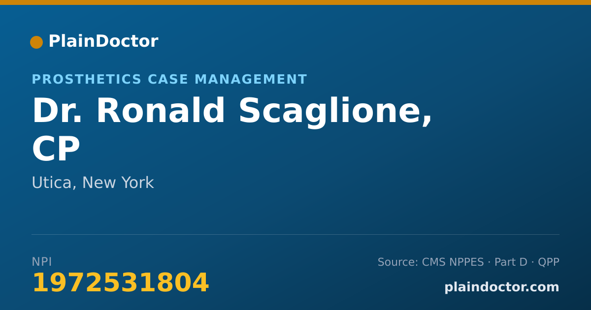Shareable card for Ronald Scaglione, CP - Prosthetics Case Management, Utica, NY