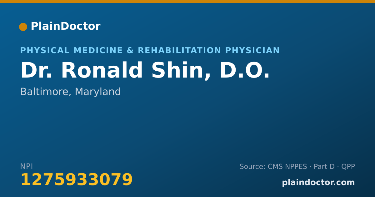 Shareable card for Ronald Shin, D.O. - Physical Medicine & Rehabilitation Physician, Baltimore, MD