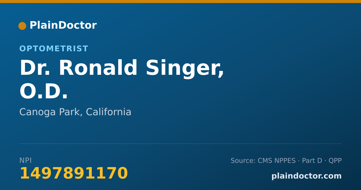 Shareable card for Ronald Singer, O.D. - Optometrist, Canoga Park, CA