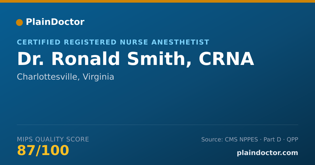 Shareable card for Ronald Smith, CRNA - Certified Registered Nurse Anesthetist, Charlottesville, VA