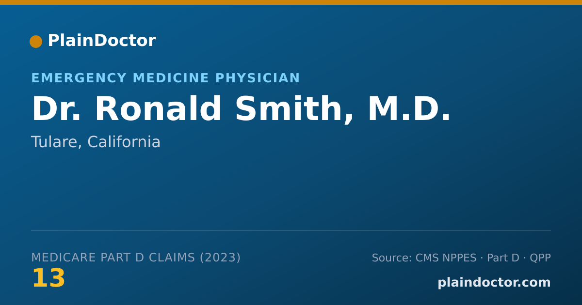 Shareable card for Ronald Smith, M.D. - Emergency Medicine Physician, Tulare, CA