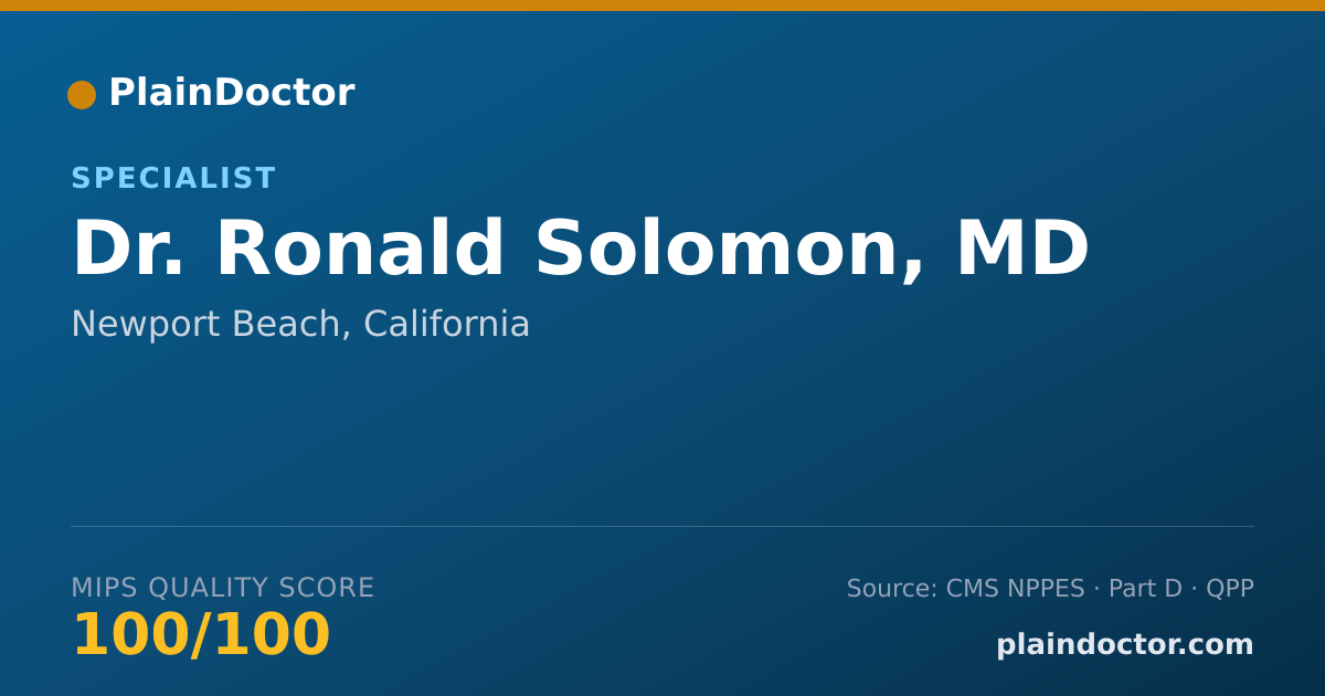 Shareable card for Ronald Solomon, MD - Specialist, Newport Beach, CA