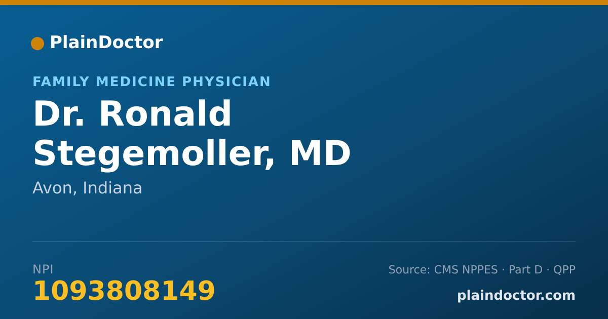 Shareable card for Ronald Stegemoller, MD - Family Medicine Physician, Avon, IN