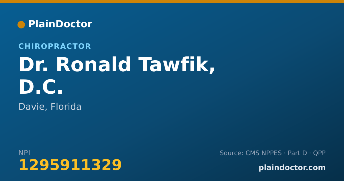 Shareable card for Ronald Tawfik, D.C. - Chiropractor, Davie, FL