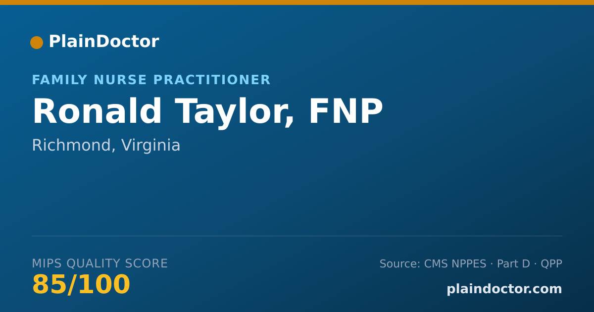 Shareable card for Ronald Taylor, FNP - Family Nurse Practitioner, Richmond, VA