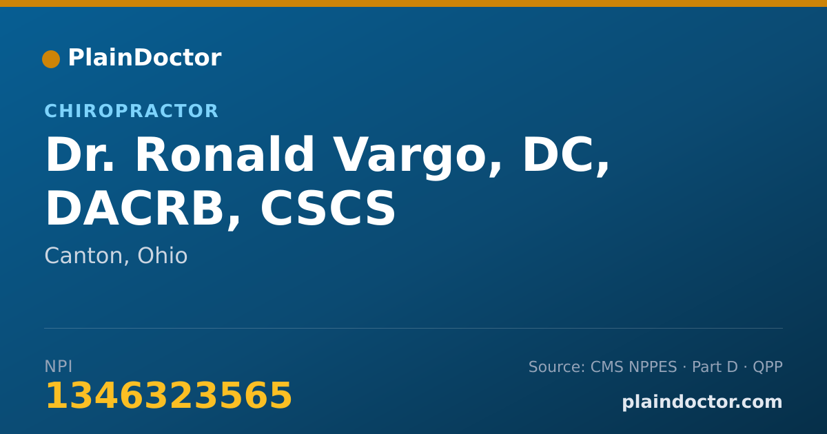 Shareable card for Ronald Vargo, DC, DACRB, CSCS - Chiropractor, Canton, OH