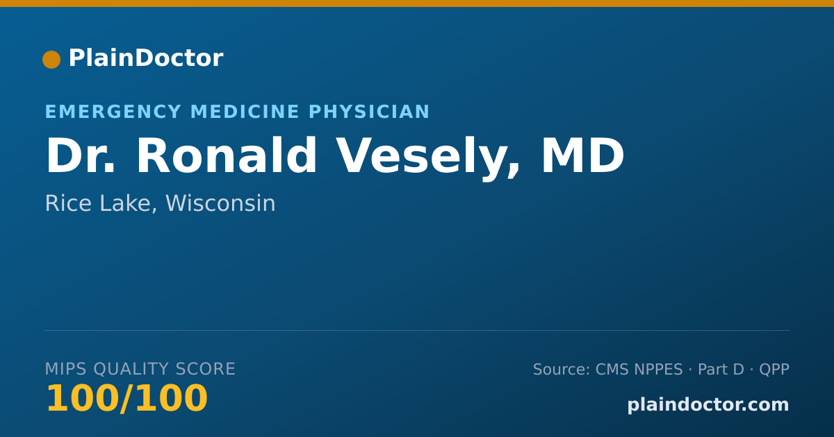 Shareable card for Ronald Vesely, MD - Emergency Medicine Physician, Rice Lake, WI