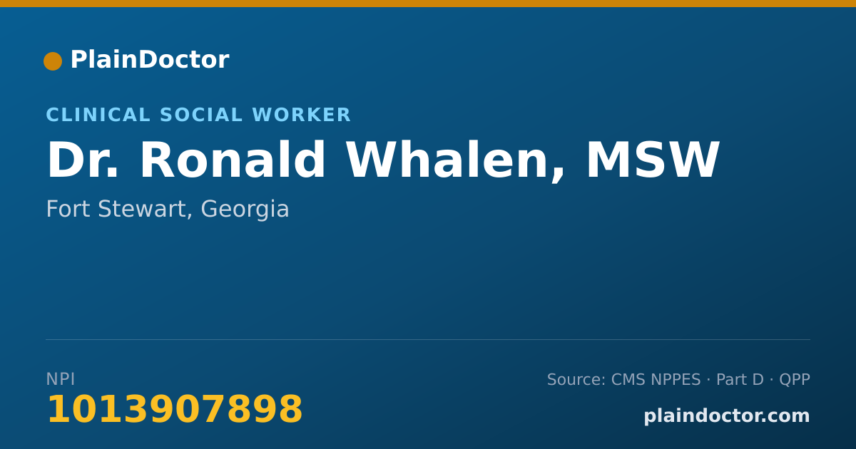Shareable card for Ronald Whalen, MSW - Clinical Social Worker, Fort Stewart, GA