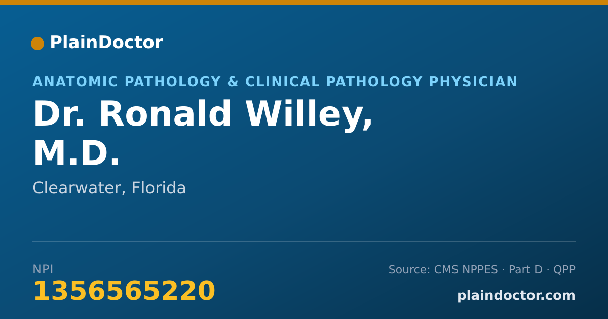 Shareable card for Ronald Willey, M.D. - Anatomic Pathology & Clinical Pathology Physician, Clearwater, FL