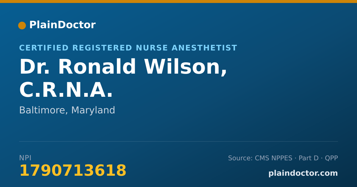 Shareable card for Ronald Wilson, C.R.N.A. - Certified Registered Nurse Anesthetist, Baltimore, MD
