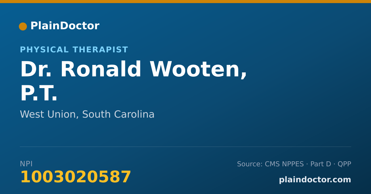 Shareable card for Ronald Wooten, P.T. - Physical Therapist, West Union, SC