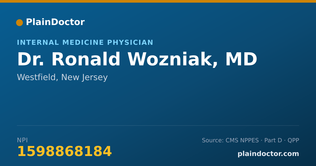 Shareable card for Ronald Wozniak, MD - Internal Medicine Physician, Westfield, NJ