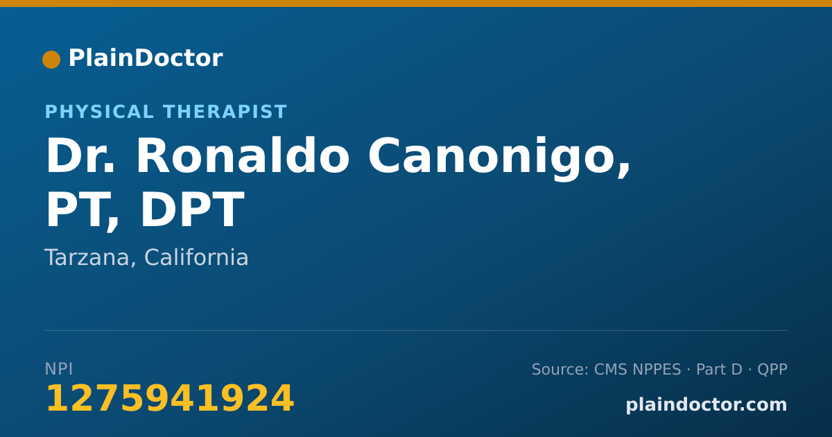 Shareable card for Ronaldo Canonigo, PT, DPT - Physical Therapist, Tarzana, CA
