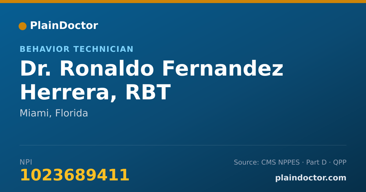 Shareable card for Ronaldo Fernandez Herrera, RBT - Behavior Technician, Miami, FL