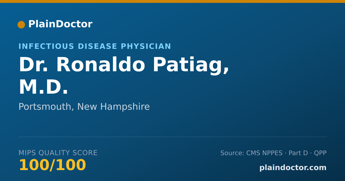 Shareable card for Ronaldo Patiag, M.D. - Infectious Disease Physician, Portsmouth, NH