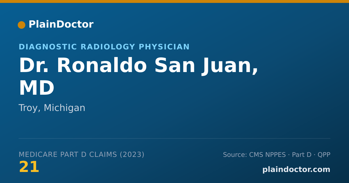 Shareable card for Ronaldo San Juan, MD - Diagnostic Radiology Physician, Troy, MI