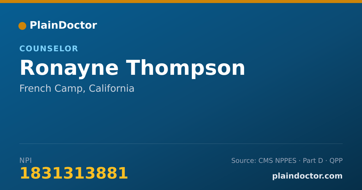 Shareable card for Ronayne Thompson - Counselor, French Camp, CA
