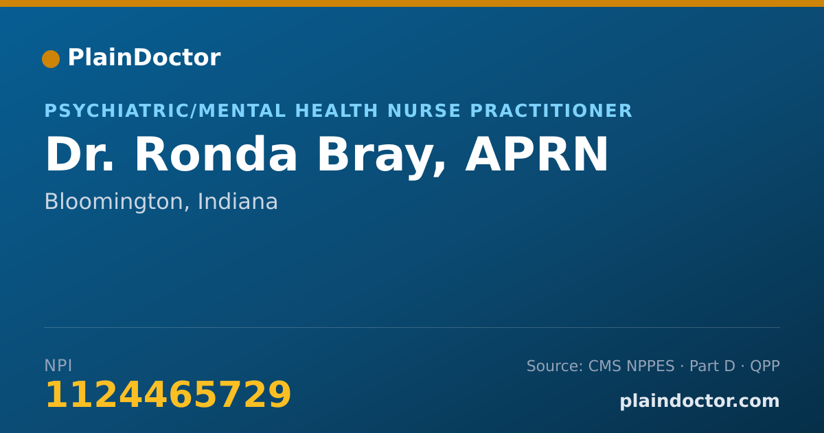 Shareable card for Ronda Bray, APRN - Psychiatric/Mental Health Nurse Practitioner, Bloomington, IN