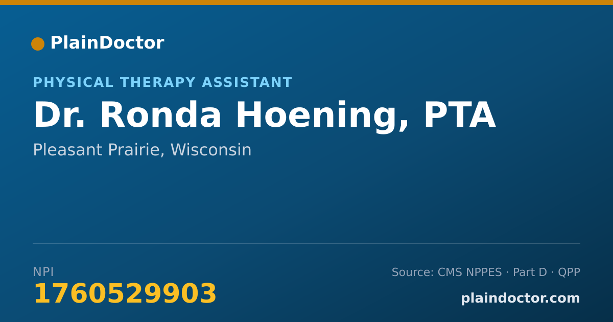Shareable card for Ronda Hoening, PTA - Physical Therapy Assistant, Pleasant Prairie, WI