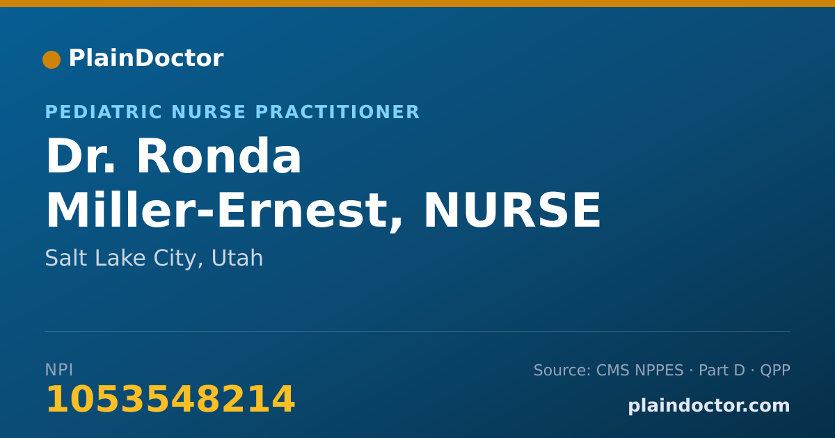 Shareable card for Ronda Miller-Ernest, NURSE PRACTITIONER - Pediatric Nurse Practitioner, Salt Lake City, UT