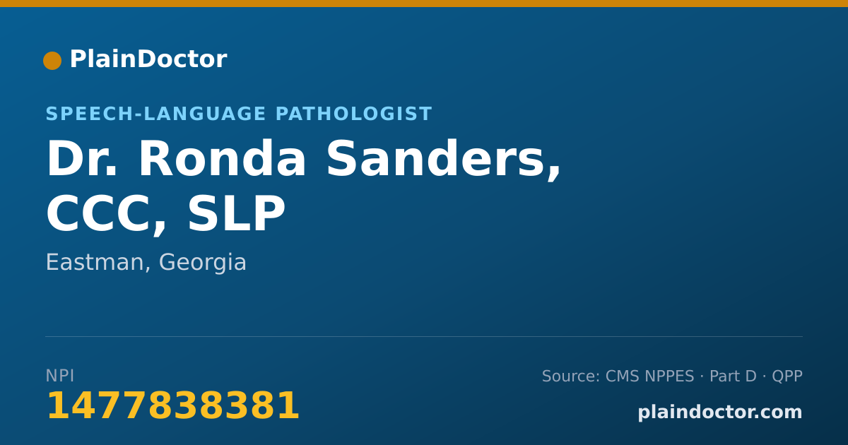 Shareable card for Ronda Sanders, CCC, SLP - Speech-Language Pathologist, Eastman, GA