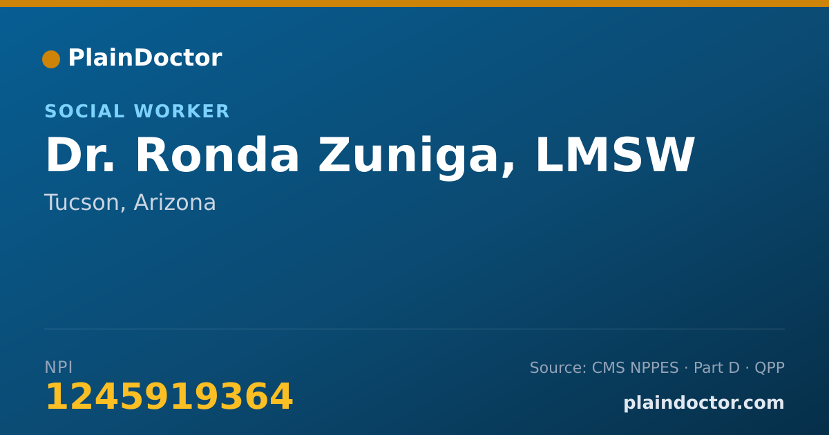 Shareable card for Ronda Zuniga, LMSW - Social Worker, Tucson, AZ