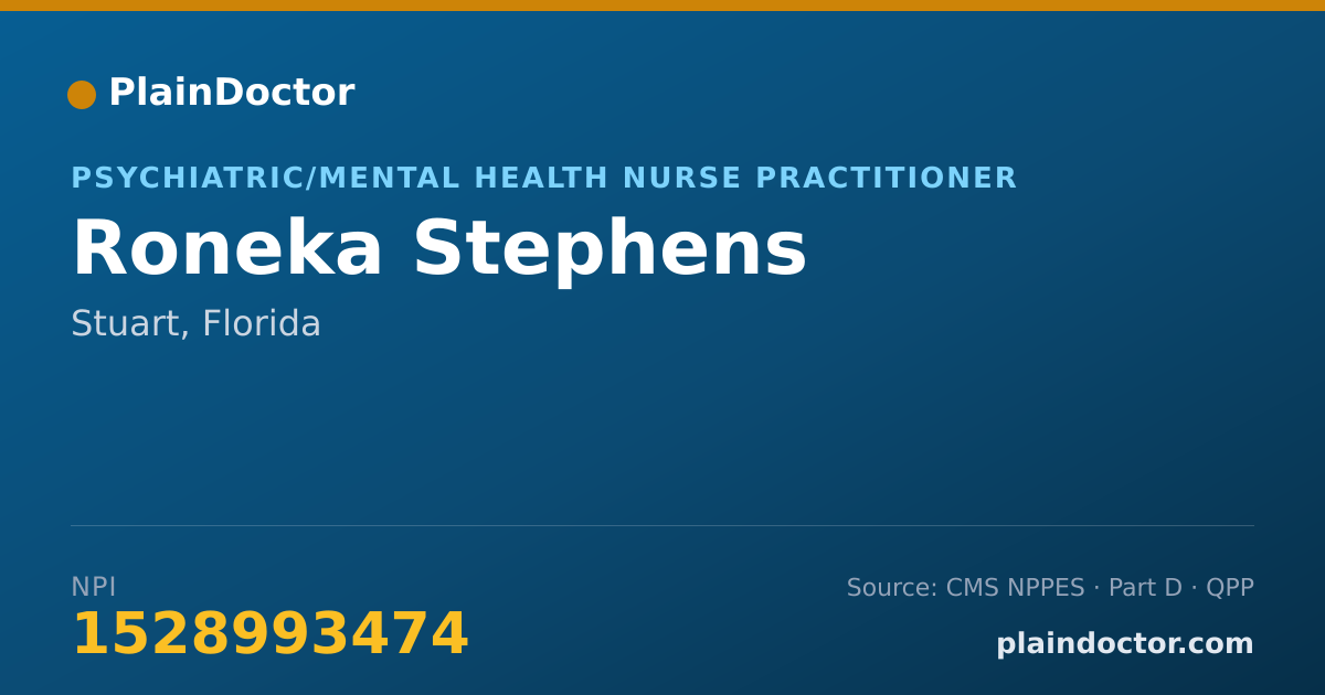 Shareable card for Roneka Stephens - Psychiatric/Mental Health Nurse Practitioner, Stuart, FL