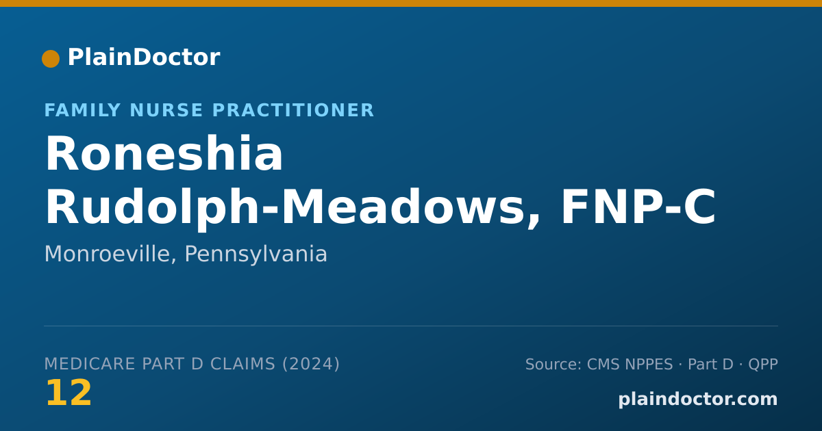 Shareable card for Roneshia Rudolph-Meadows, FNP-C - Family Nurse Practitioner, Monroeville, PA