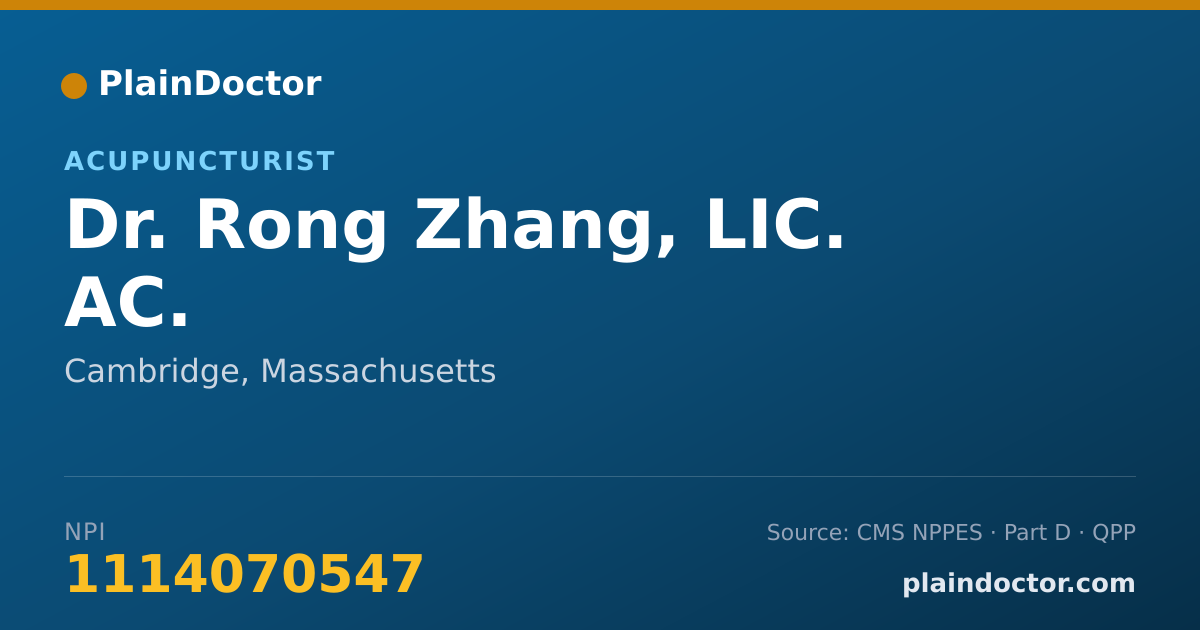 Shareable card for Rong Zhang, LIC. AC. - Acupuncturist, Cambridge, MA