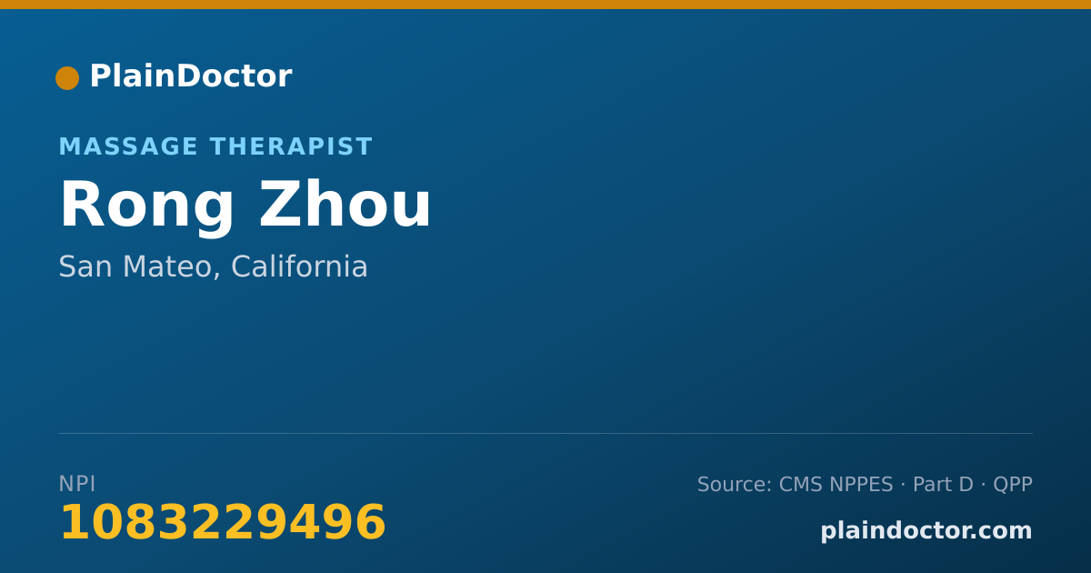 Shareable card for Rong Zhou - Massage Therapist, San Mateo, CA