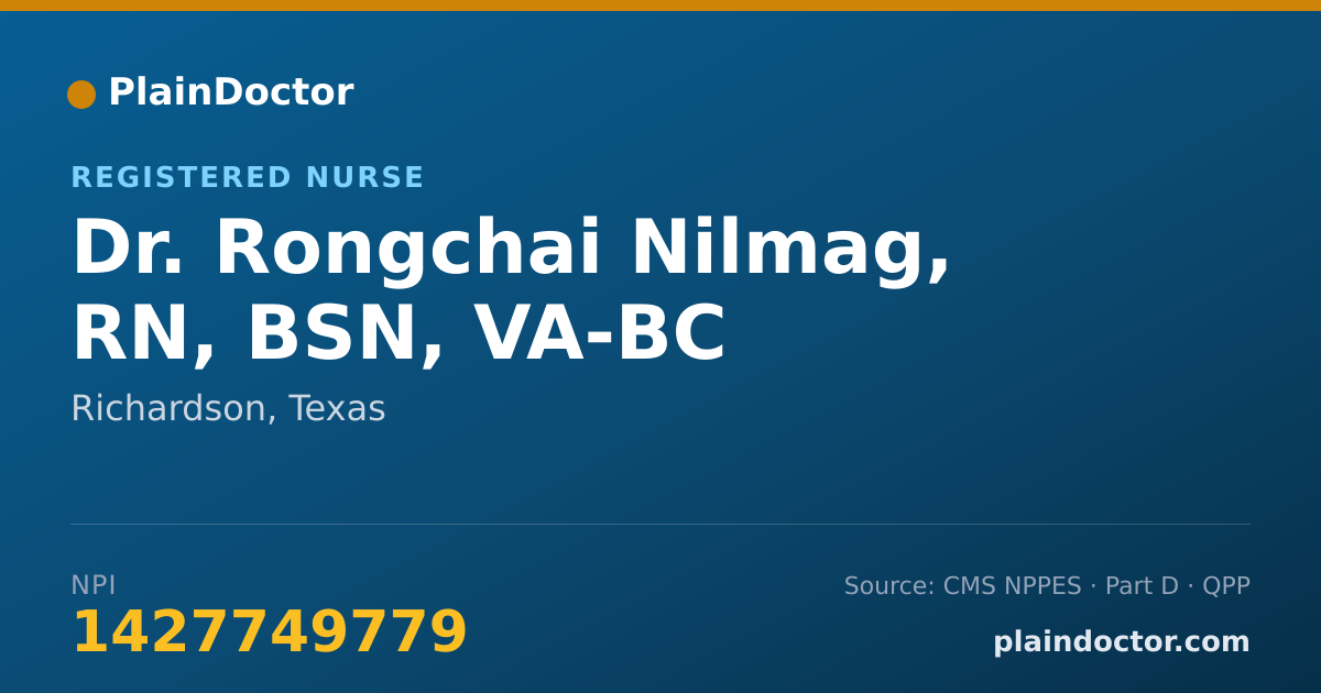 Shareable card for Rongchai Nilmag, RN, BSN, VA-BC - Registered Nurse, Richardson, TX