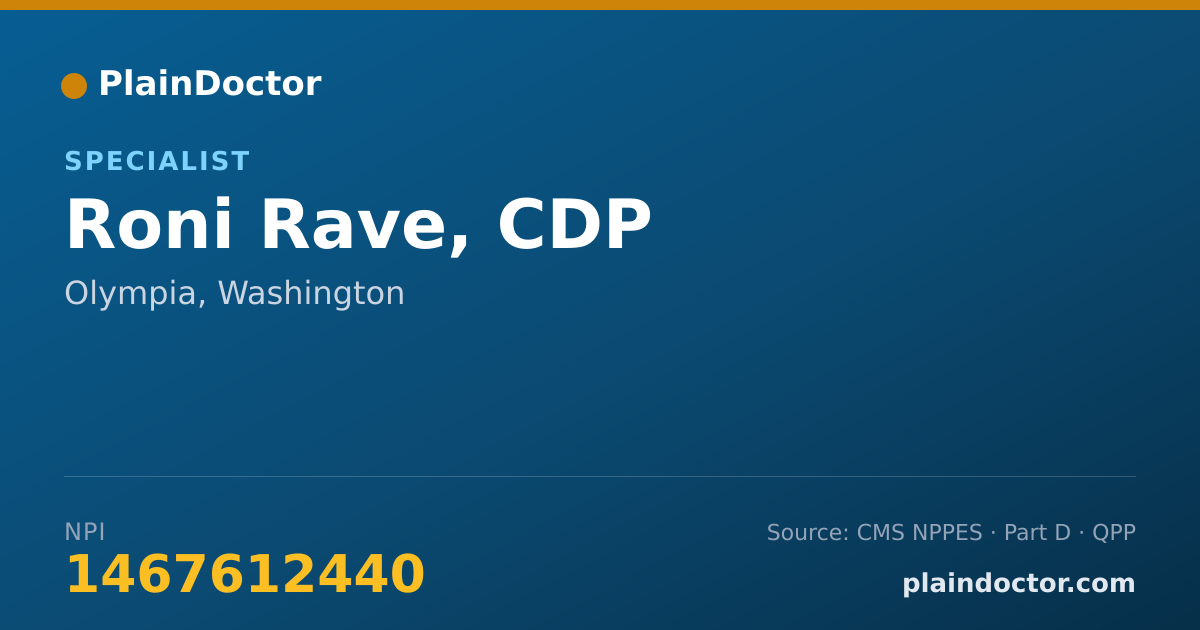 Shareable card for Roni Rave, CDP - Specialist, Olympia, WA