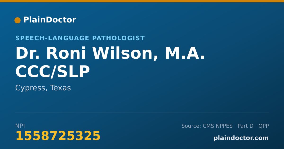 Shareable card for Roni Wilson, M.A. CCC/SLP - Speech-Language Pathologist, Cypress, TX
