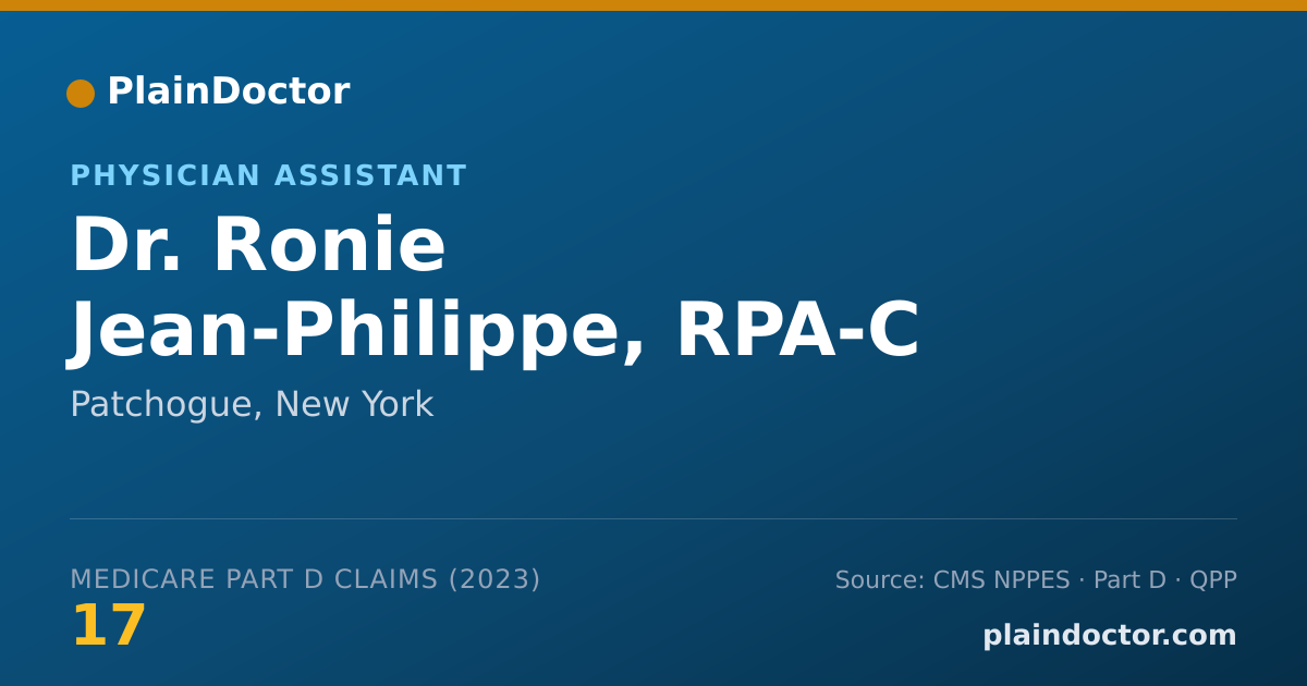 Shareable card for Ronie Jean-Philippe, RPA-C - Physician Assistant, Patchogue, NY