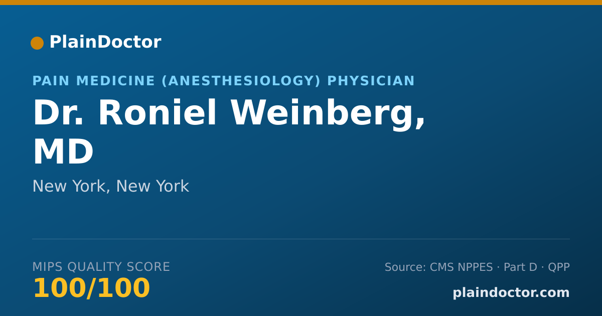 Shareable card for Roniel Weinberg, MD - Pain Medicine (Anesthesiology) Physician, New York, NY