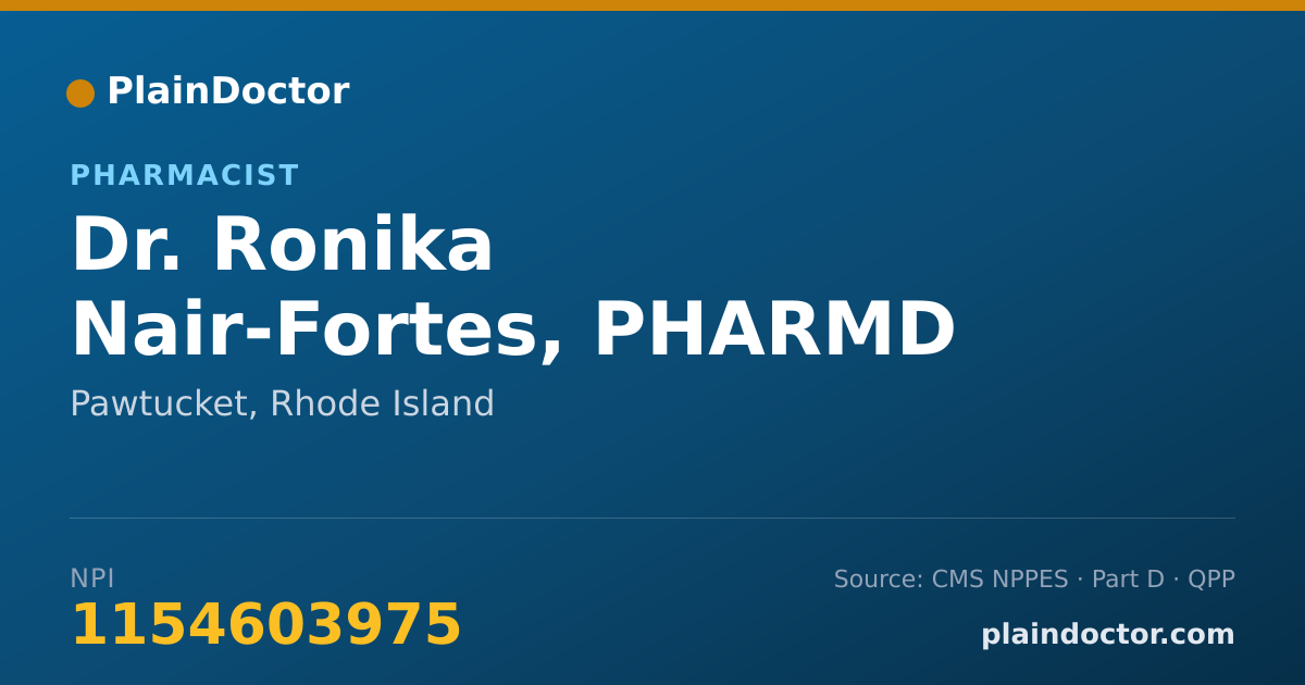 Shareable card for Ronika Nair-Fortes, PHARMD - Pharmacist, Pawtucket, RI